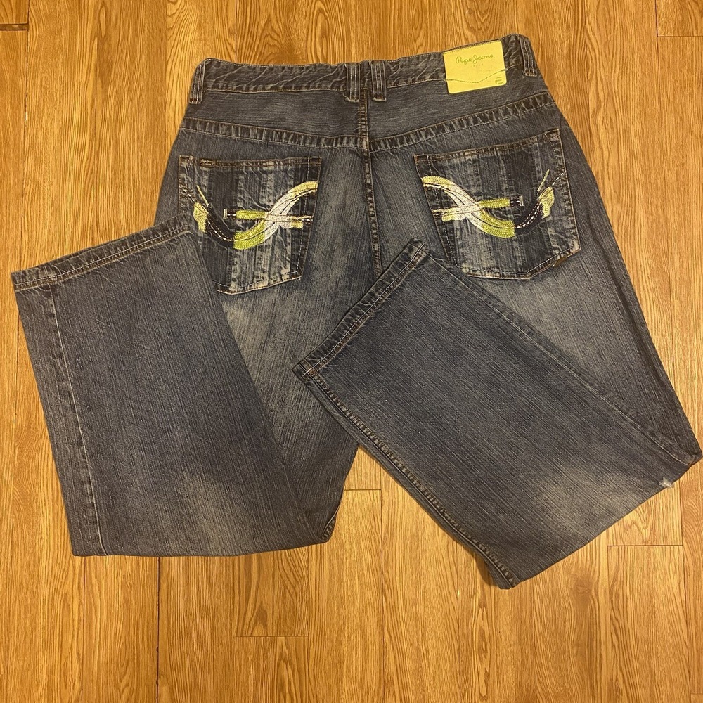 Pepe Jeans Men's Tagged 40 X 33 Designer Pockets‎ Hip Hop Y2K Baggy Fit J